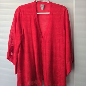 Chico's Vibrant Red Open-Front Jacket. Size 2-Large